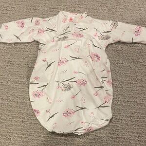 Floral Pink & White Girls Infants 2 Way Swaddle Bodysuit